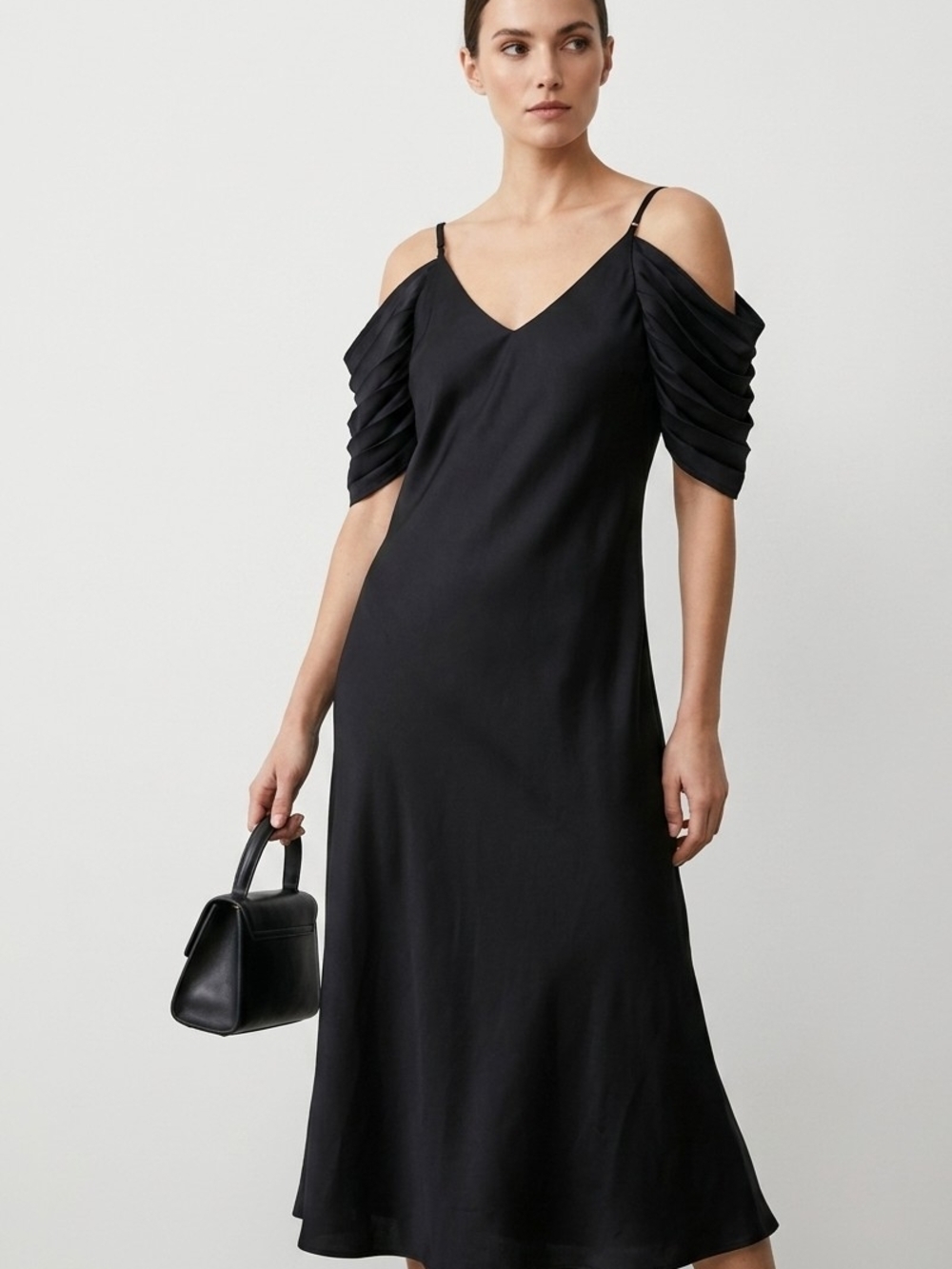 Gold Hawk New With Tag Black Silk Slip Dress - Size M